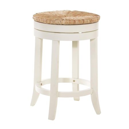 Carolina Chair & Table 24 in. Irving Swivel Rush Seat Counter Stool Antique White 1924R-MW
